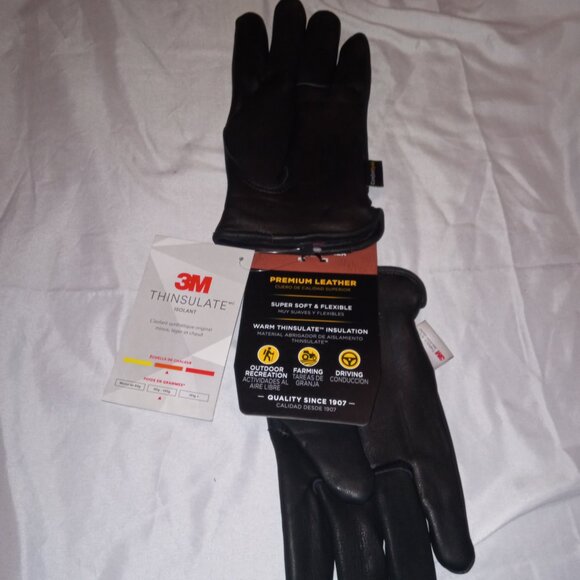 Wells Lamont ComfortHyde Black Genuine Leather Winter Gloves Unisex Size L β New - Picture 2 of 4